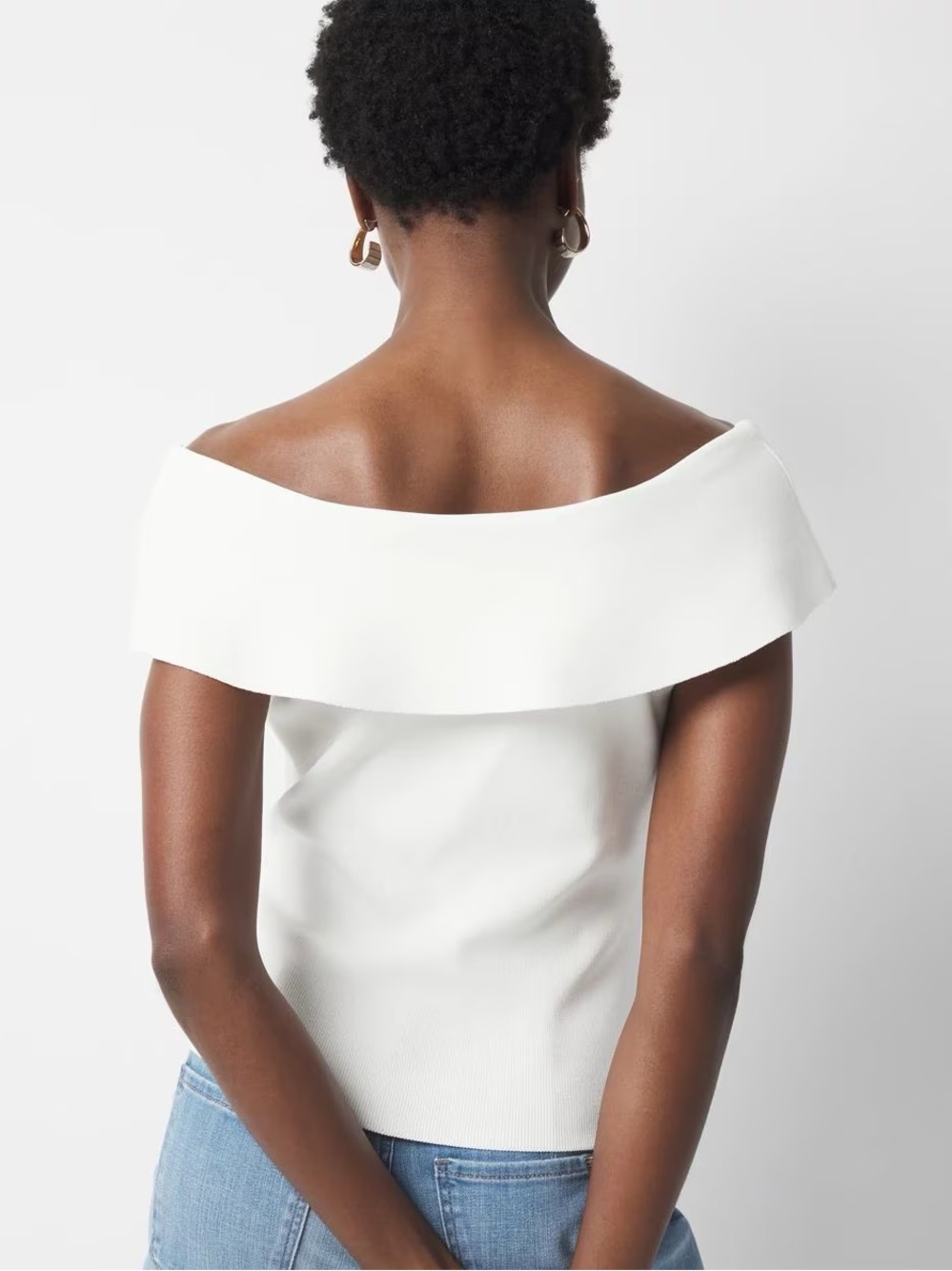 NWT White House Black Market FORME Sculpt Stretch Off the Shoulder White Sweater